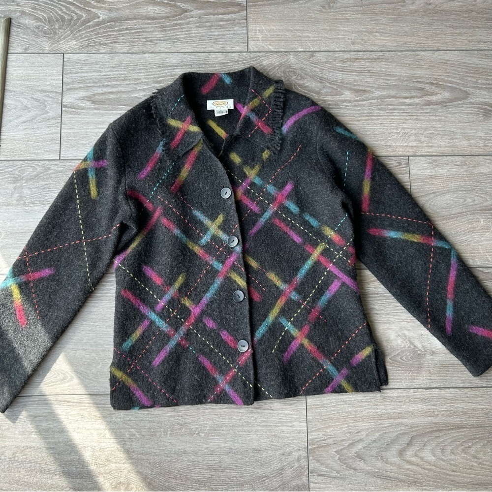 Talbots Abstract Printed Pure  Wool Felted Jacket - Picture 4 of 15